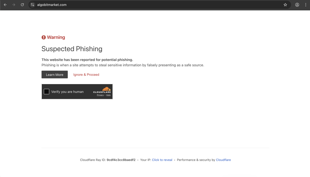 AlgoBitMarket scam warning image
