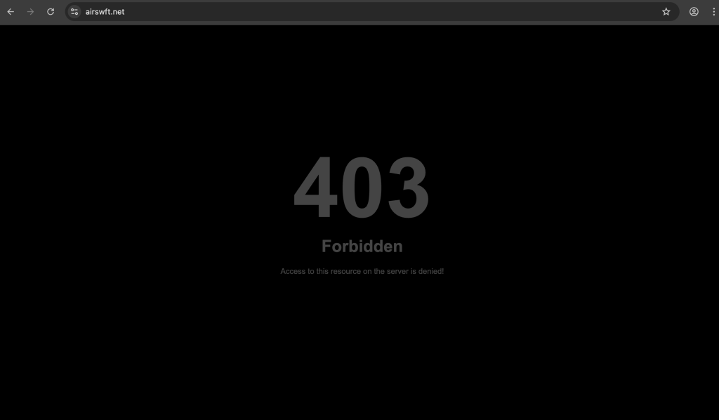 Airswft.net scam warning graphic